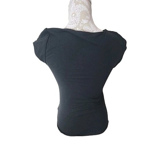 J. Crew Top Black Modal Form Knit V-neck Cap Sleeve Shirt Spring 23 Women's XS - Picture 9 of 10